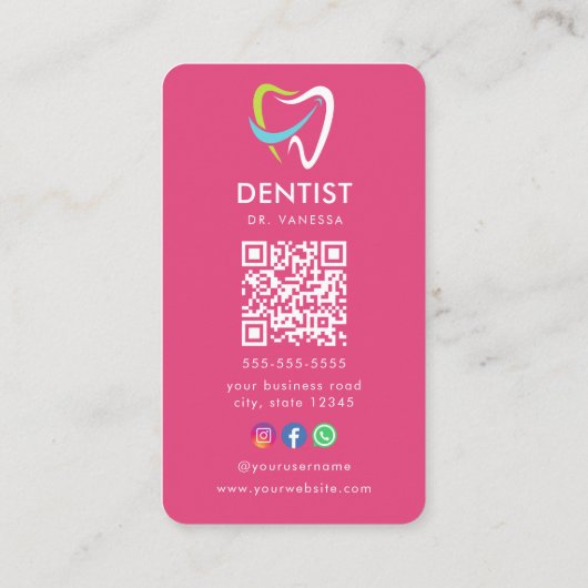 プロフェッショナル歯科の歯のロゴ歯科用Qrコード 名刺 (裏面)