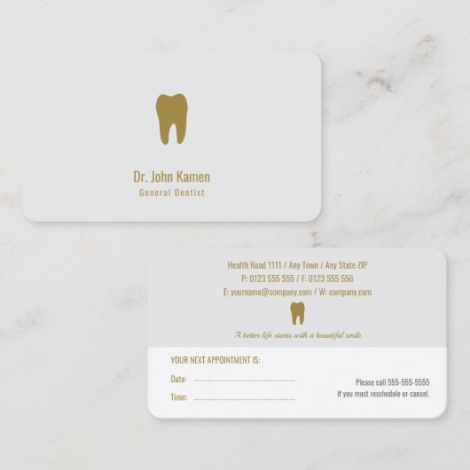 プロフェッショナル歯科アポイントメントカード |歯医者 予約カード (正面/裏面)