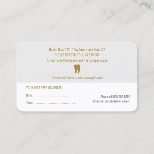 プロフェッショナル歯科アポイントメントカード |歯医者 予約カード (裏面)