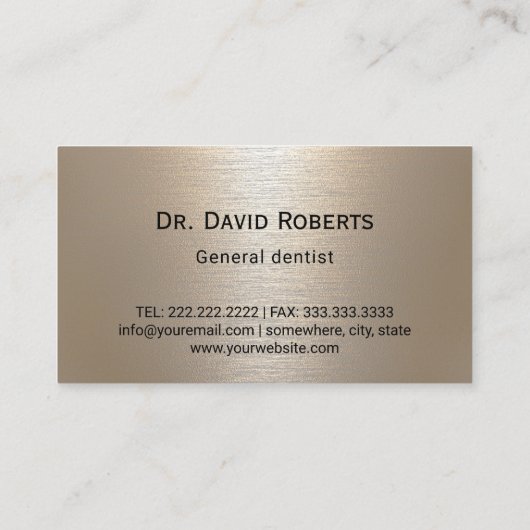 プロフェッショナル歯科ブラシ付き金ゴールド金属歯科用 名刺 (裏面)
