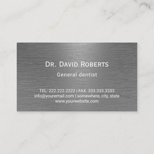 プロフェッショナル歯科医ブラシ付きメタル歯科医院 名刺 (裏面)