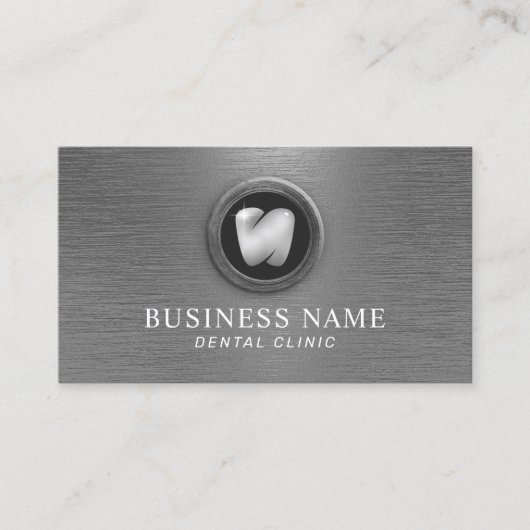プロフェッショナル歯科医ブラシ付きメタル歯科医院 名刺 (正面)