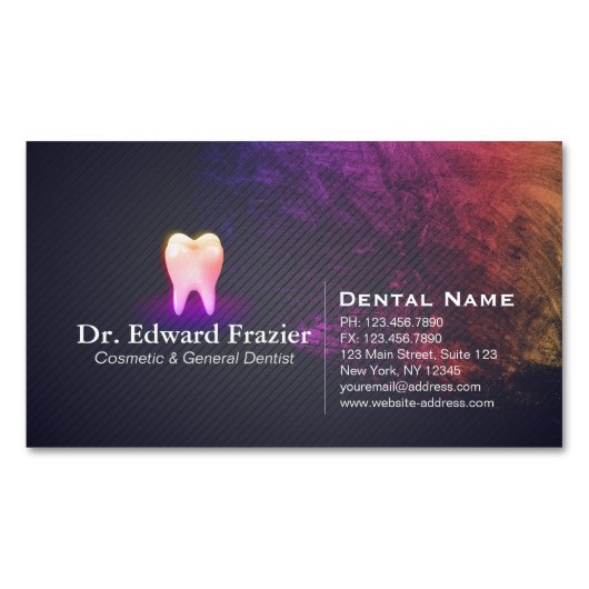 プロフェッショナル歯科医科歯科バラ金ゴールド歯 マグネット名刺 (正面)