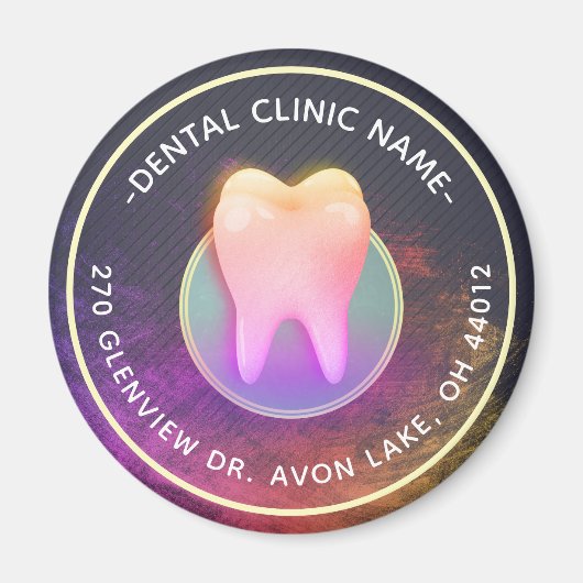 プロフェッショナル歯科医科歯科バラ金ゴールド歯 マグネット (正面)