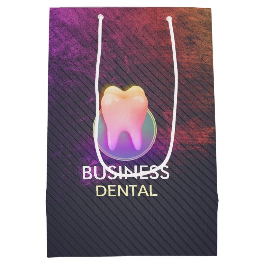 プロフェッショナル歯科医科歯科バラ金ゴールド歯 ミディアムペーパーバッグ (裏面)