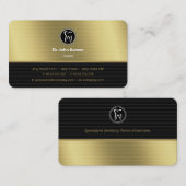 プロフェッショナル歯科医 |黒い金ゴールド 名刺 (正面/裏面)
