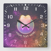 プロフェッショナル歯科歯科診療所バラ金ゴールド歯 スクエア壁時計 (正面)