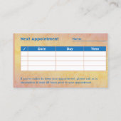 プロフェッショナル歯科用アポイントメント名刺 予約カード (裏面)