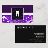 プロフェッショナル歯科紫ダマスク歯 名刺 (正面/裏面)