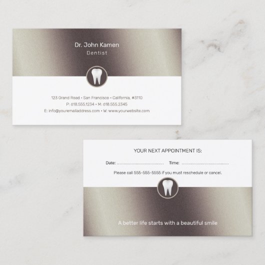 プロフェッショナル歯 |歯医者金ゴールド 予約カード (正面/裏面)