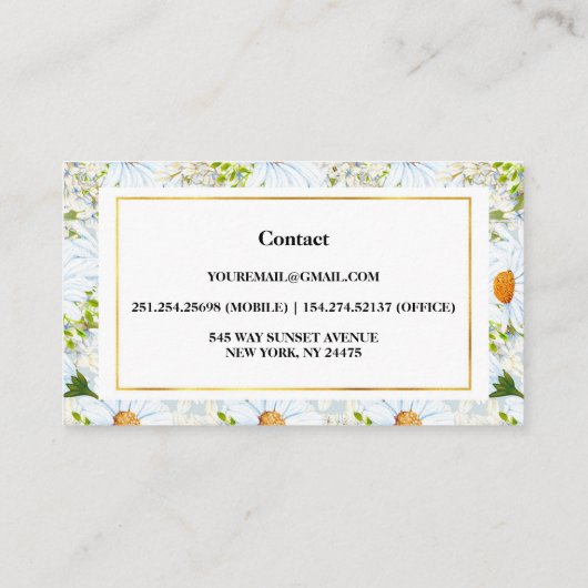 プロフェッショナル水彩デイジー 名刺 (裏面)