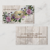 プロフェッショナル水彩フローラ、唇、木目テクスチャ 名刺 (正面/裏面)