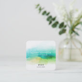 プロフェッショナル水彩緑の抽象芸術 スクエア名刺 (スタンド正面)