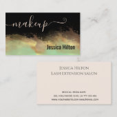 プロフェッショナル水色ネオミント金ゴールドスクリプトブシン 名刺 (正面/裏面)