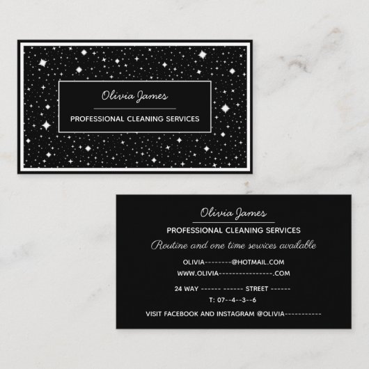 プロフェッショナル洗浄サービスブラックスパークル 名刺 (正面/裏面)