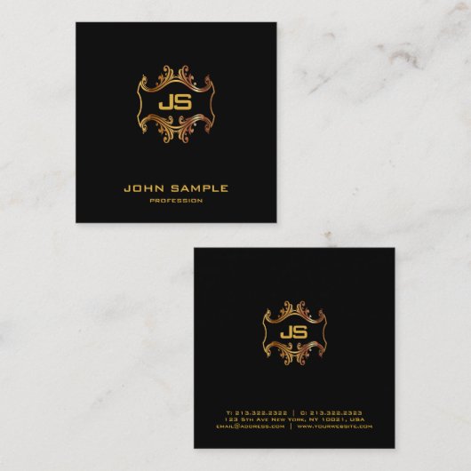 プロフェッショナル洗練ラグジュアリーシルクスクエア スクエア名刺 (正面/裏面)