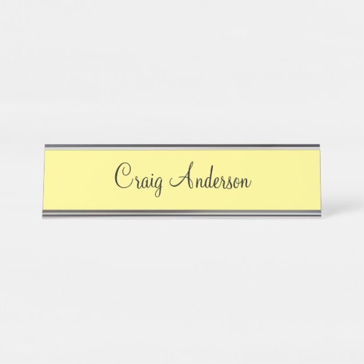 プロフェッショナル淡モダンエレガント黄 デスクネームプレート (正面)