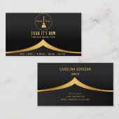 プロフェッショナル清掃サービスのメイド金ゴールドとブラック 名刺 (正面/裏面)