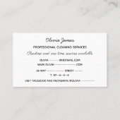 プロフェッショナル清掃サービスは、安らかな家庭をきれいに掃除する 名刺 (裏面)