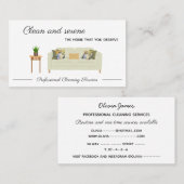 プロフェッショナル清掃サービスは、安らかな家庭をきれいに掃除する 名刺 (正面/裏面)