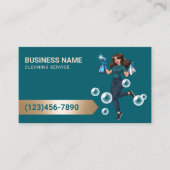 プロフェッショナル清掃サービスモダンティール(緑がかった色)と金ゴールド 名刺 (正面)