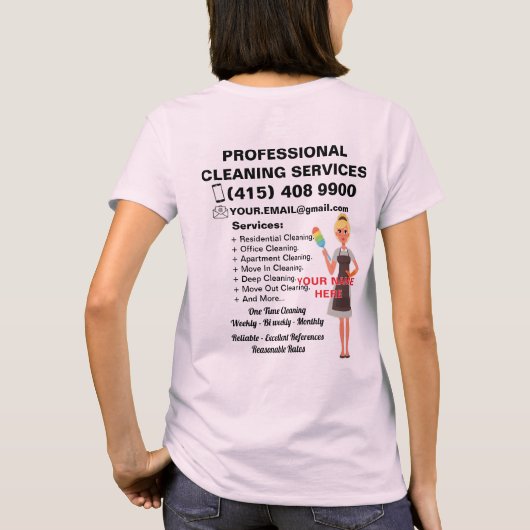 プロフェッショナル清掃サービス Tシャツ (裏面)