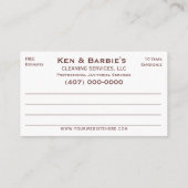 プロフェッショナル清掃室 名刺 (裏面)