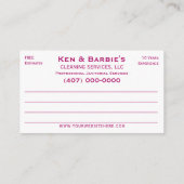 プロフェッショナル清掃室 名刺 (裏面)