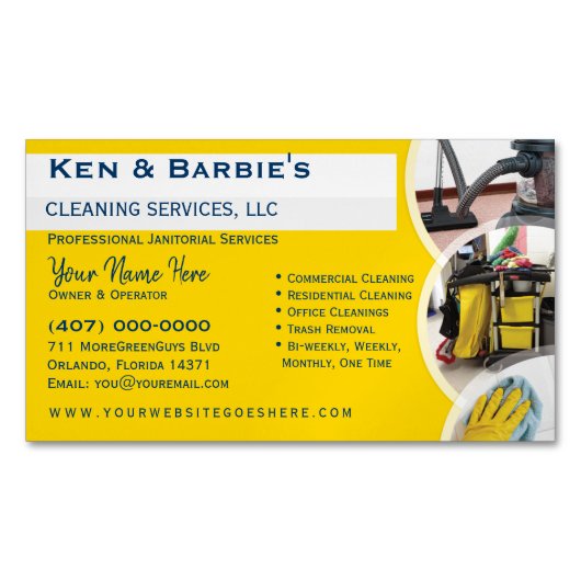 プロフェッショナル清掃清掃清掃サービス マグネット名刺 (正面)