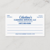 プロフェッショナル清掃/清掃作業サービス 名刺 (裏面)