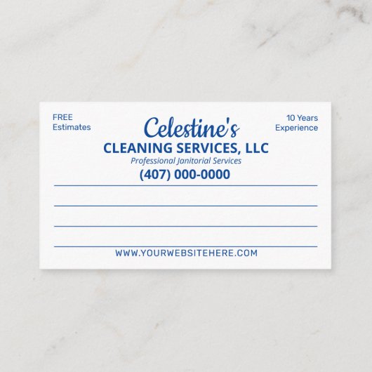 プロフェッショナル清掃/清掃作業サービス 名刺 (裏面)