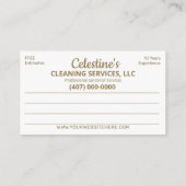 プロフェッショナル清掃/清掃作業サービス 名刺 (裏面)