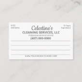 プロフェッショナル清掃/清掃室 名刺 (裏面)