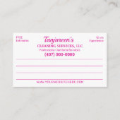 プロフェッショナル清掃/清掃室 名刺 (裏面)