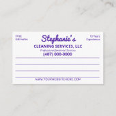 プロフェッショナル清掃/清掃室 名刺 (裏面)
