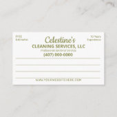 プロフェッショナル清掃/清掃室 名刺 (裏面)