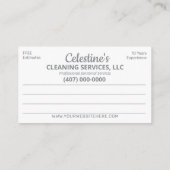 プロフェッショナル清掃/清掃室 名刺 (裏面)