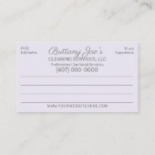 プロフェッショナル清掃/清掃室 名刺 (裏面)