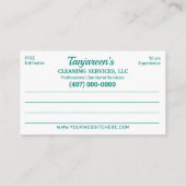 プロフェッショナル清掃/清掃室 名刺 (裏面)