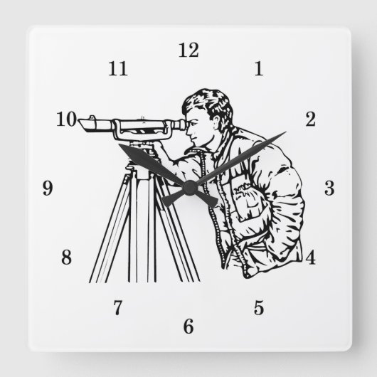 プロフェッショナル測量士 スクエア壁時計 (正面)