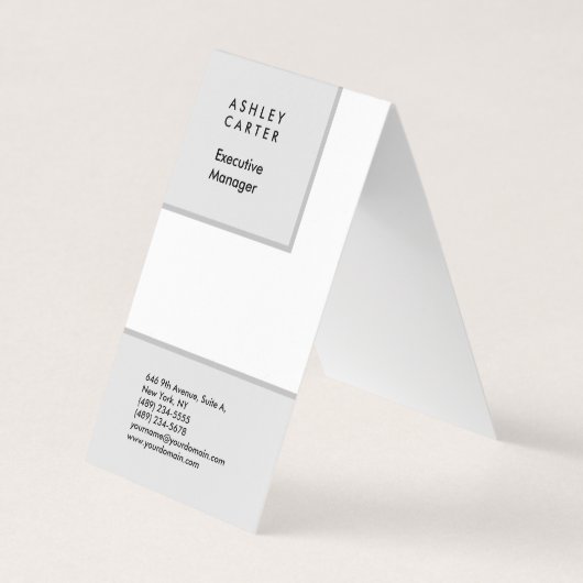 プロフェッショナル灰色の白の平滑ミニマルモダン主義者 名刺 (正面)