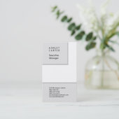 プロフェッショナル灰色の白の平滑ミニマルモダン主義者 名刺 (スタンド正面)