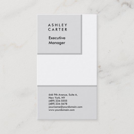 プロフェッショナル灰色の白の平滑ミニマルモダン主義者 名刺 (正面)