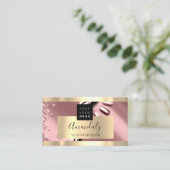 プロフェッショナル爪、 ネイルスタジオメイクアップロゴ金ゴールドバラ 名刺 (スタンド正面)