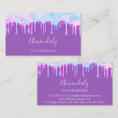 プロフェッショナル爪、 ネイルメイクアップアーティストラッシュパープルドリップス 名刺 (正面/裏面)