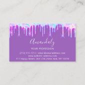 プロフェッショナル爪、 ネイルメイクアップアーティストラッシュパープルドリップス 名刺 (裏面)