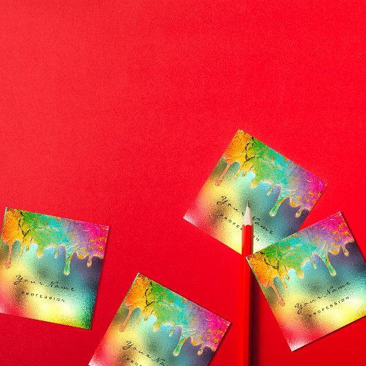 プロフェッショナル爪、 ネイルメイクアップホログラフィックドリップマーメイド スクエア名刺