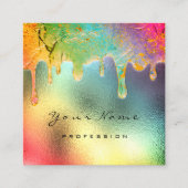 プロフェッショナル爪、 ネイルメイクアップホログラフィックドリップマーメイド スクエア名刺 (正面)