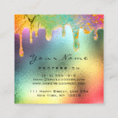 プロフェッショナル爪、 ネイルメイクアップホログラフィックドリップマーメイド スクエア名刺 (裏面)