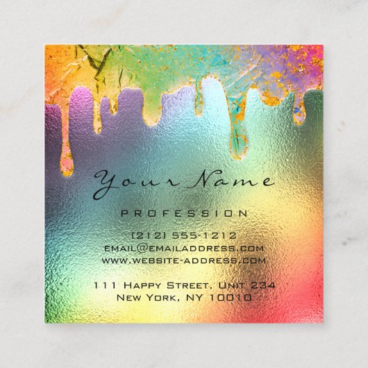 プロフェッショナル爪、 ネイルメイクアップホログラフィックドリップマーメイド スクエア名刺 (裏面)